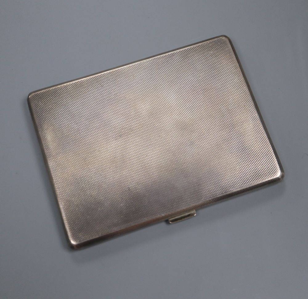 A George V silver engine turned cigarette case, Birmingham, 1920, 164 grams